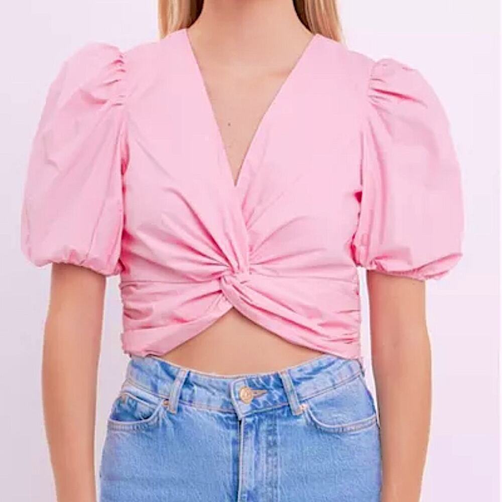 ENGLISH FACTORY Women's Twist Detail Top new with tags size large pink